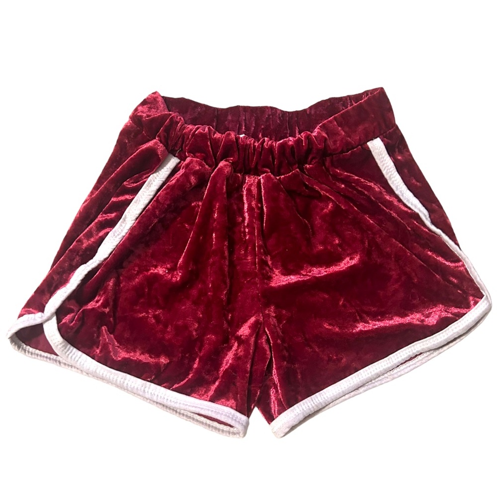 Red Velvet & White Lined Cozy Pajama Shorts Women’s Small
